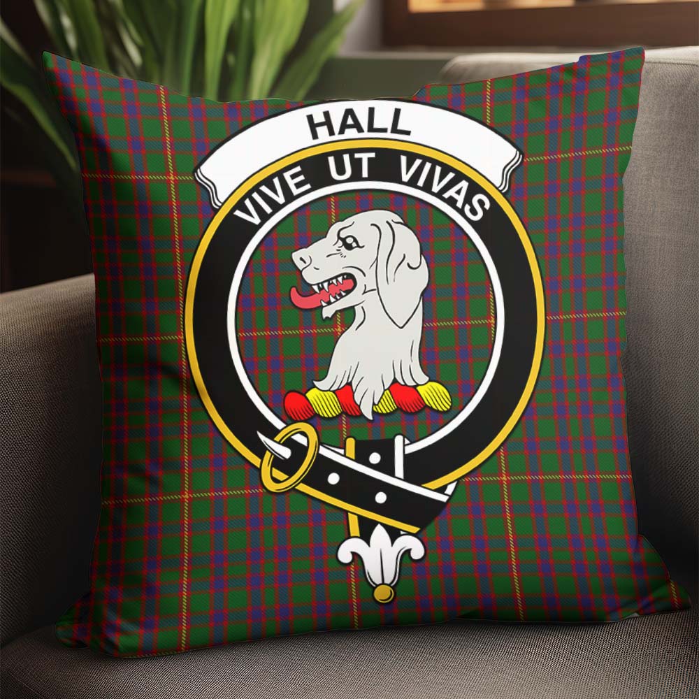 Hall Tartan Pillow Cover with Family Crest - Tartanvibesclothing