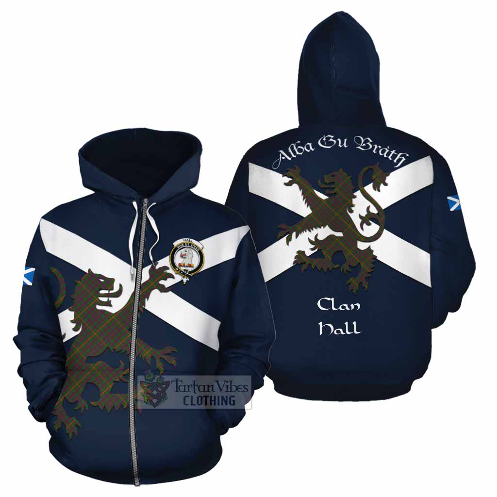 Tartan Vibes Clothing Hall Tartan Lion Rampant Cotton Hoodie Proudly Display Your Heritage with Alba Gu Brath and Clan Name