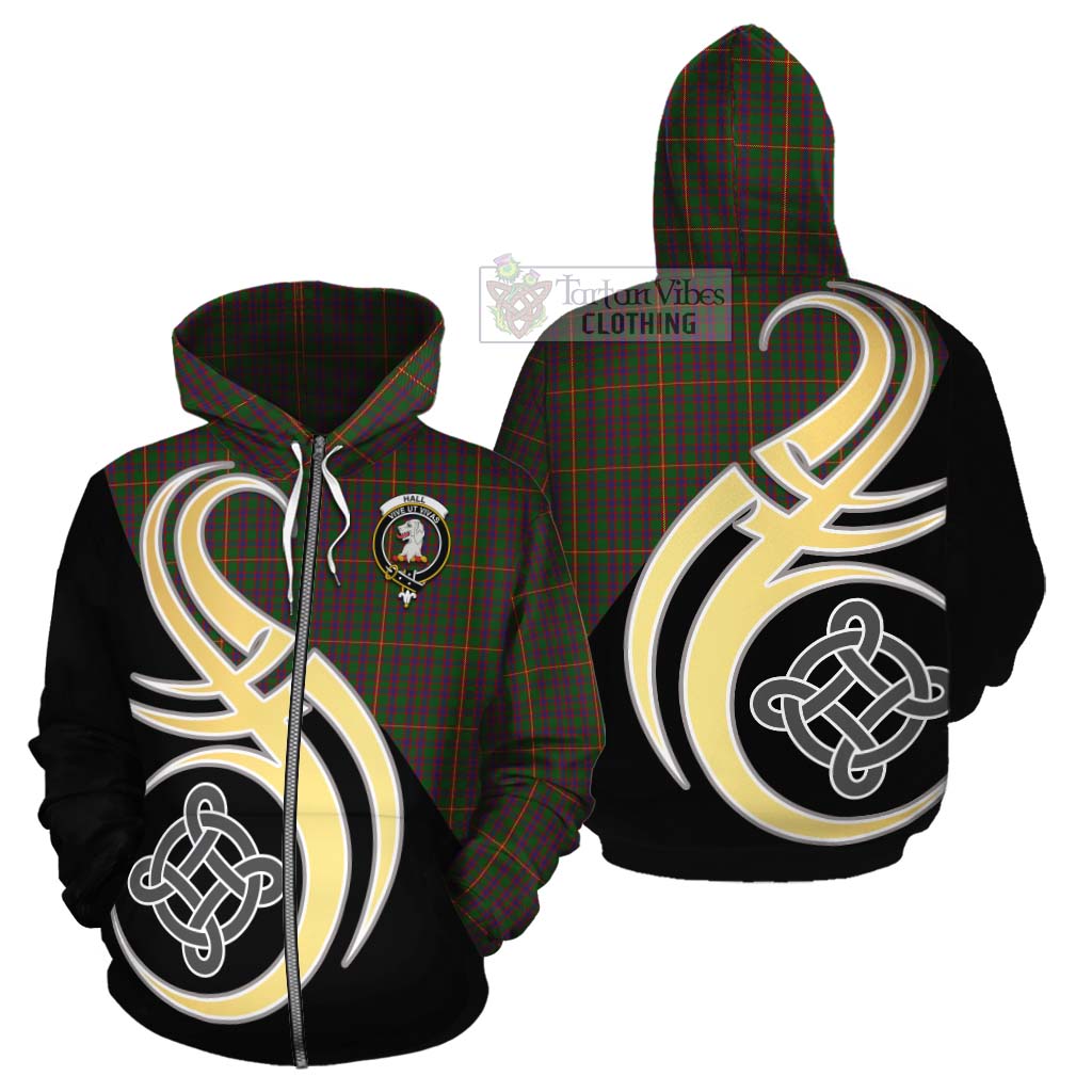 Tartan Vibes Clothing Hall Tartan Cotton Hoodie with Family Crest and Celtic Symbol Style