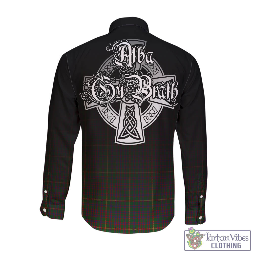 Tartan Vibes Clothing Hall Tartan Long Sleeve Button Up Featuring Alba Gu Brath Family Crest Celtic Inspired