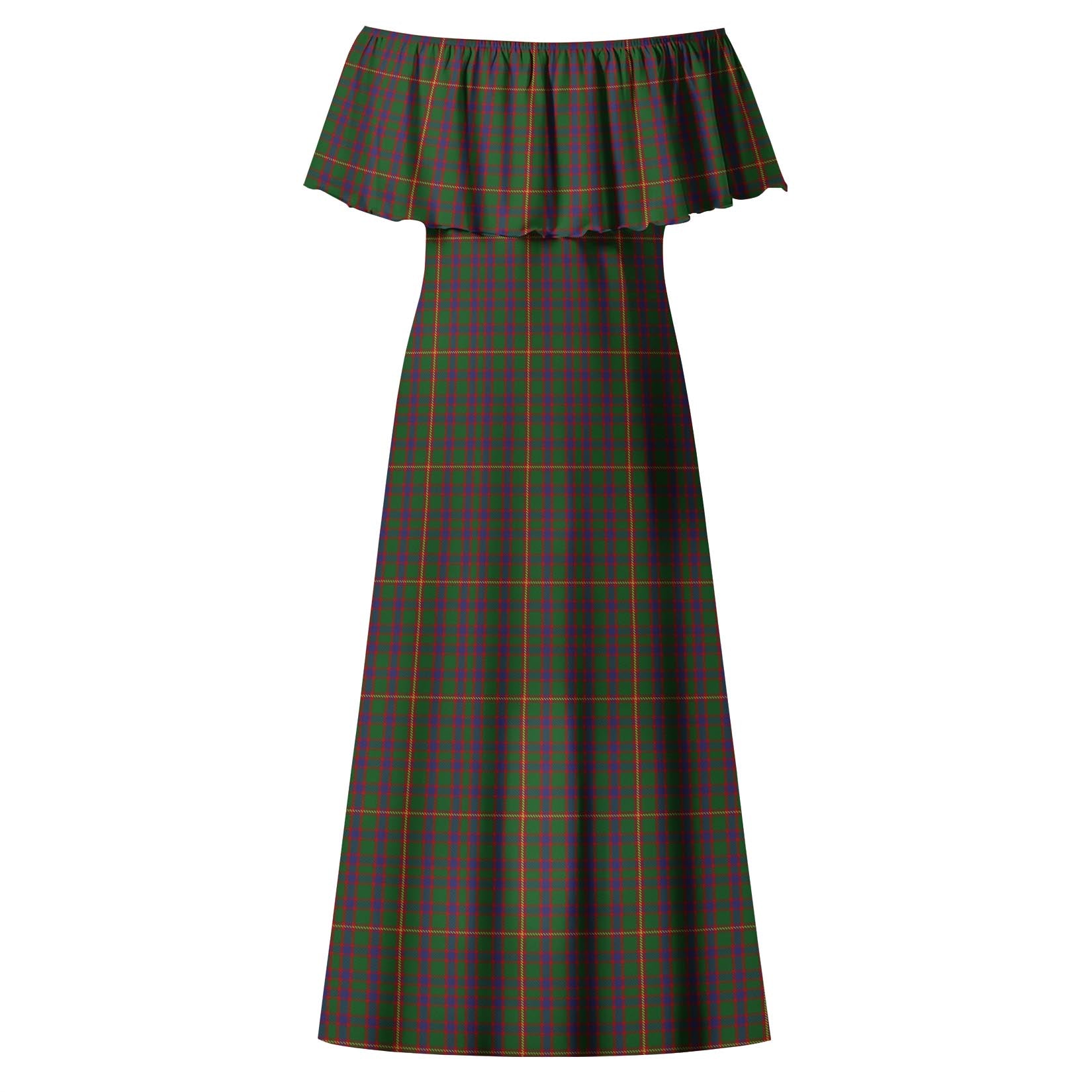 Hall Tartan Off Shoulder Long Dress - Tartanvibesclothing