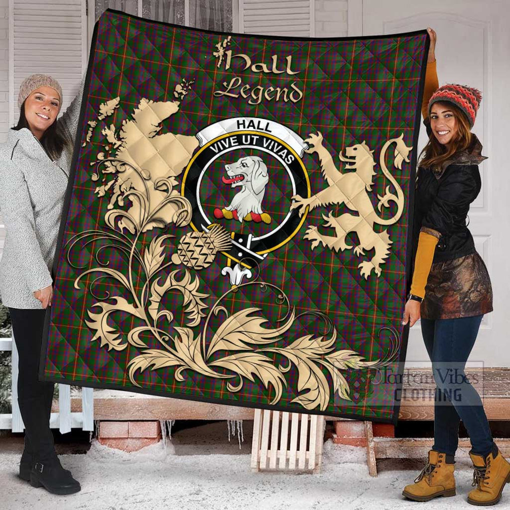 Tartan Vibes Clothing Hall Tartan Quilt with Family Crest and Scottish Symbol Style