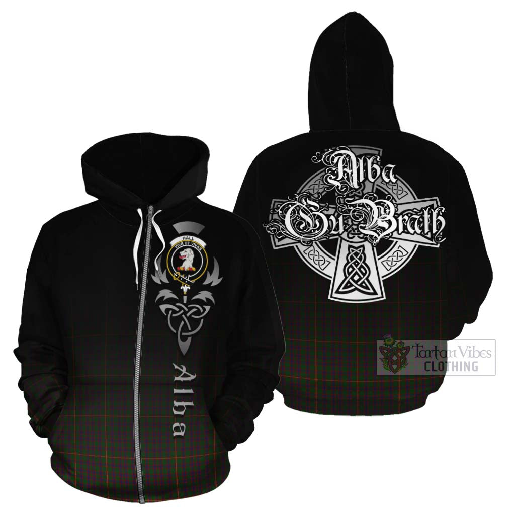 Tartan Vibes Clothing Hall Tartan Cotton Hoodie Featuring Alba Gu Brath Family Crest Celtic Inspired