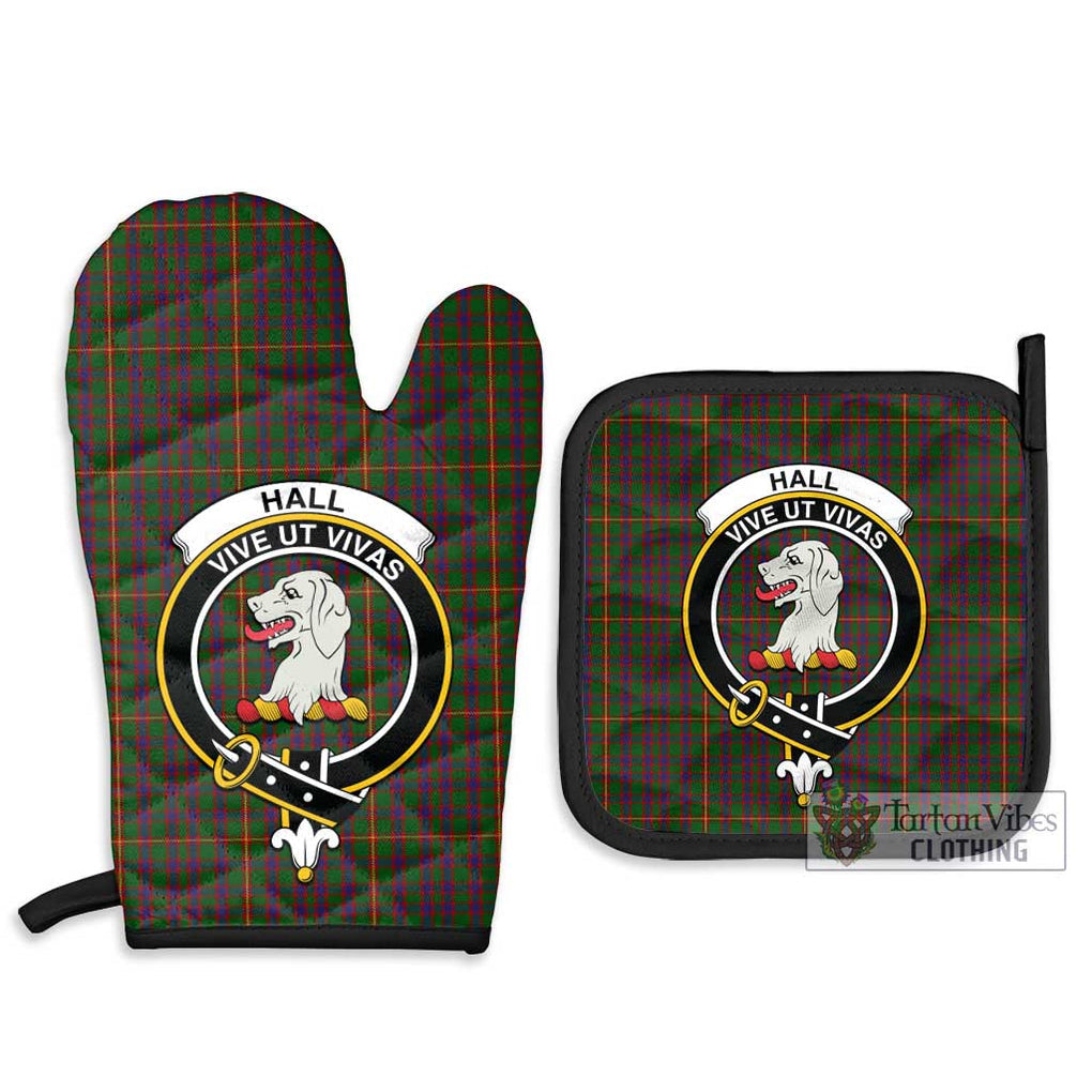 Hall Tartan Combo Oven Mitt & Pot-Holder with Family Crest Combo 1 Oven Mitt & 2 Pot-Holder Black - Tartan Vibes Clothing