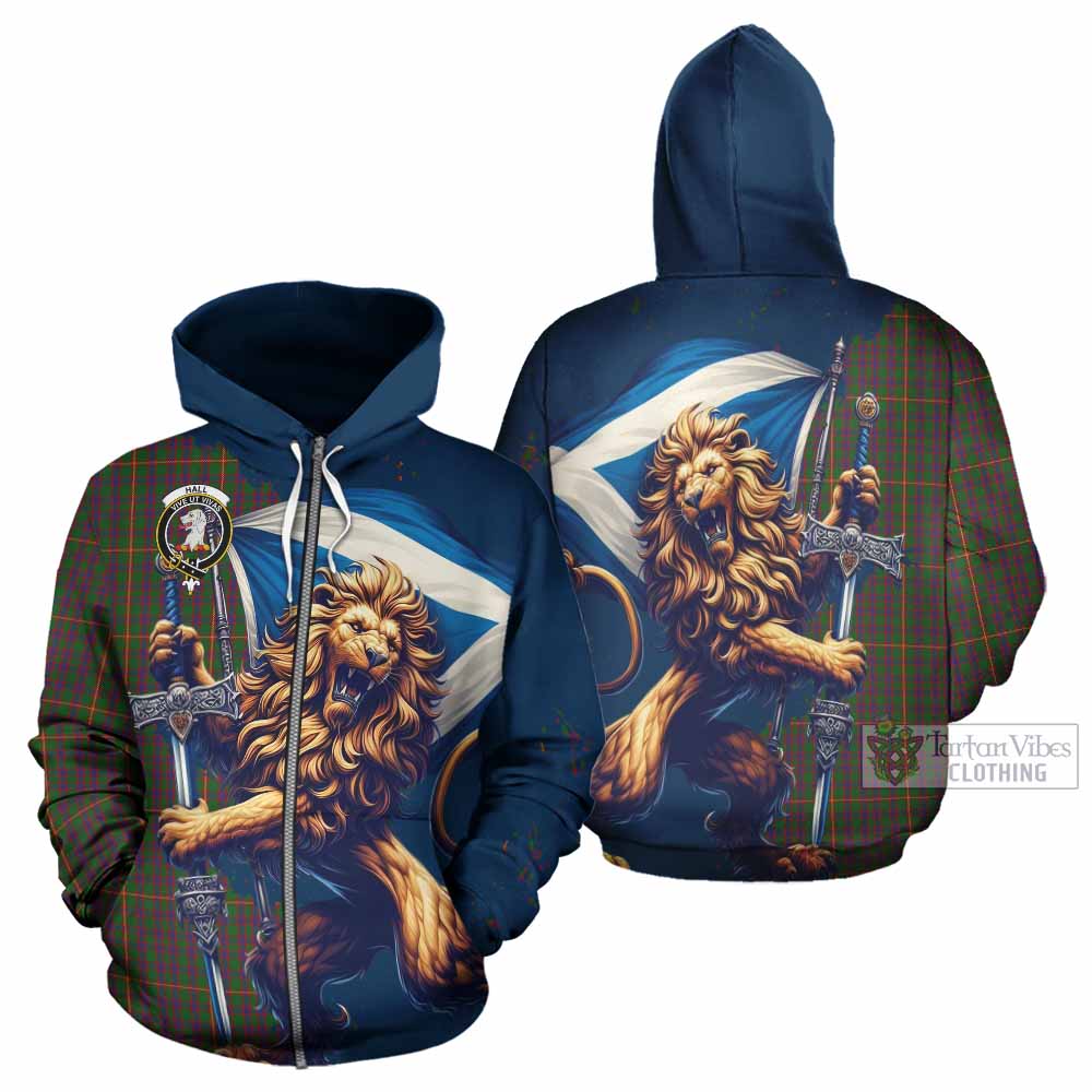 Hall Tartan Family Crest Hoodie with Scottish Majestic Lion - Tartan Vibes Clothing