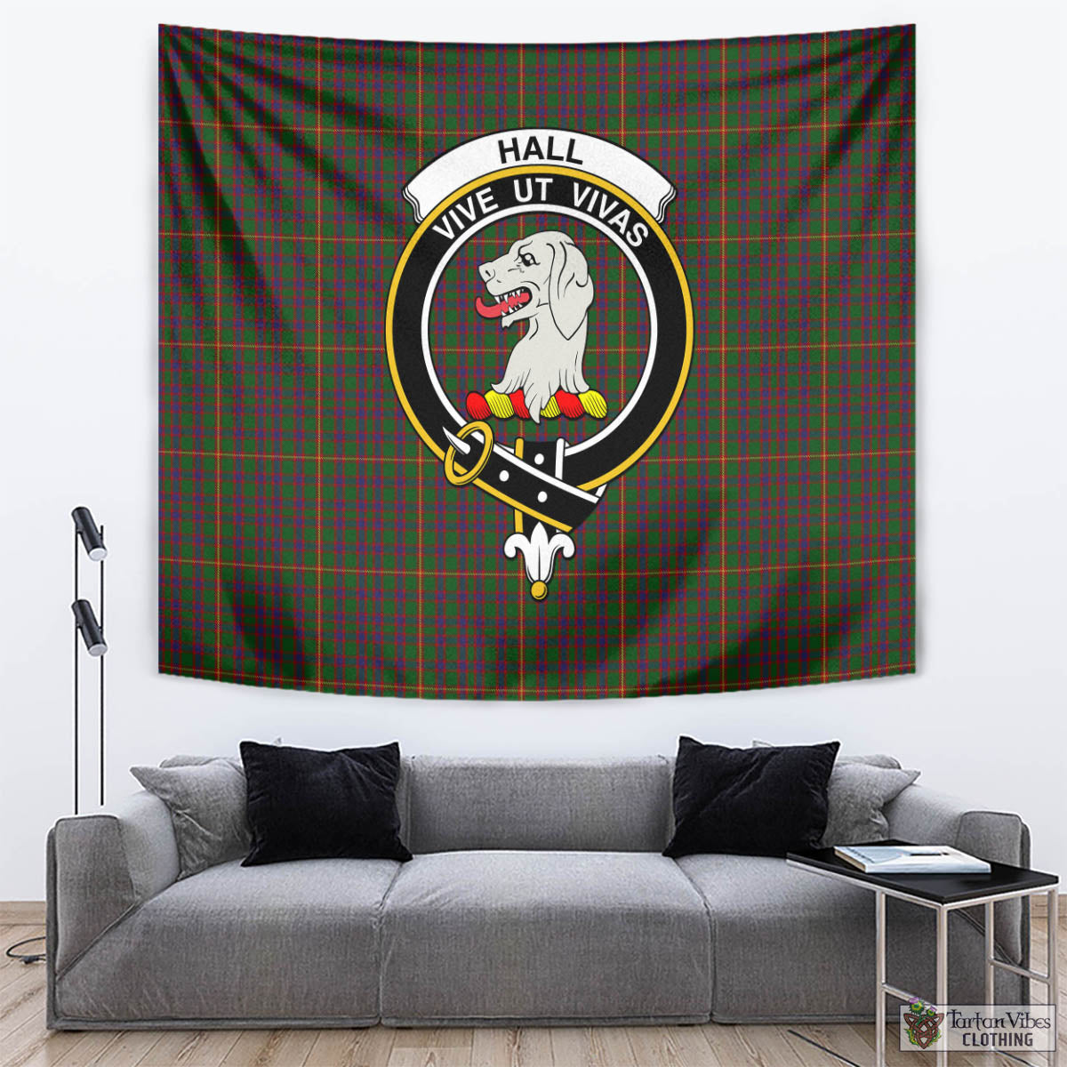 Tartan Vibes Clothing Hall Tartan Tapestry Wall Hanging and Home Decor for Room with Family Crest