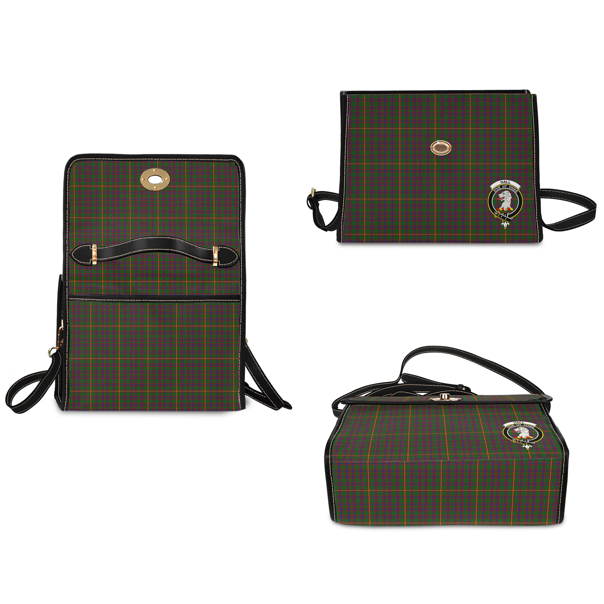 hall-tartan-leather-strap-waterproof-canvas-bag-with-family-crest