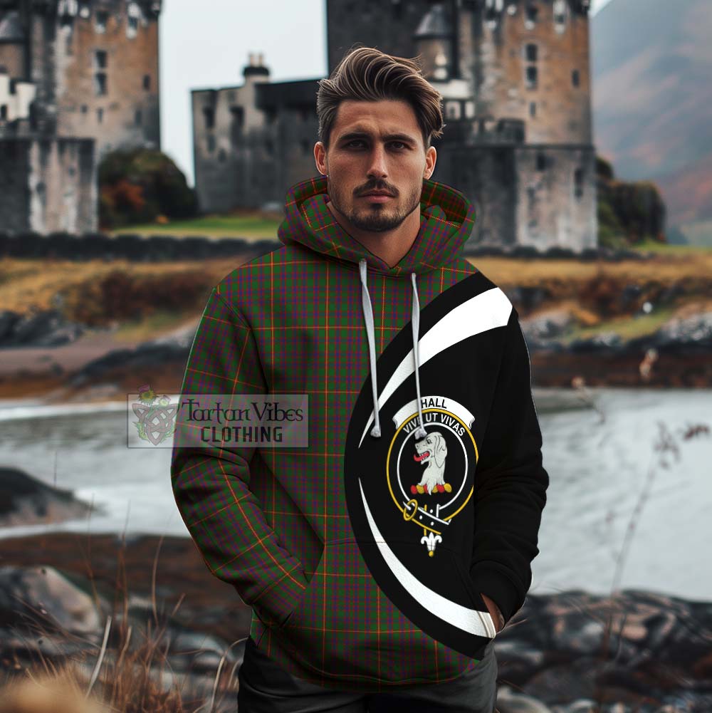 Tartan Vibes Clothing Hall Tartan Cotton Hoodie with Family Crest Circle Style