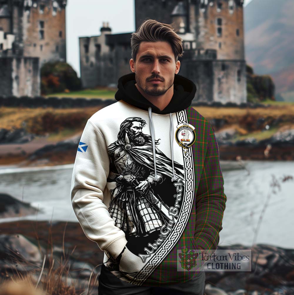 Tartan Vibes Clothing Hall Tartan Clan Crest Cotton Hoodie with Highlander Warrior Celtic Style