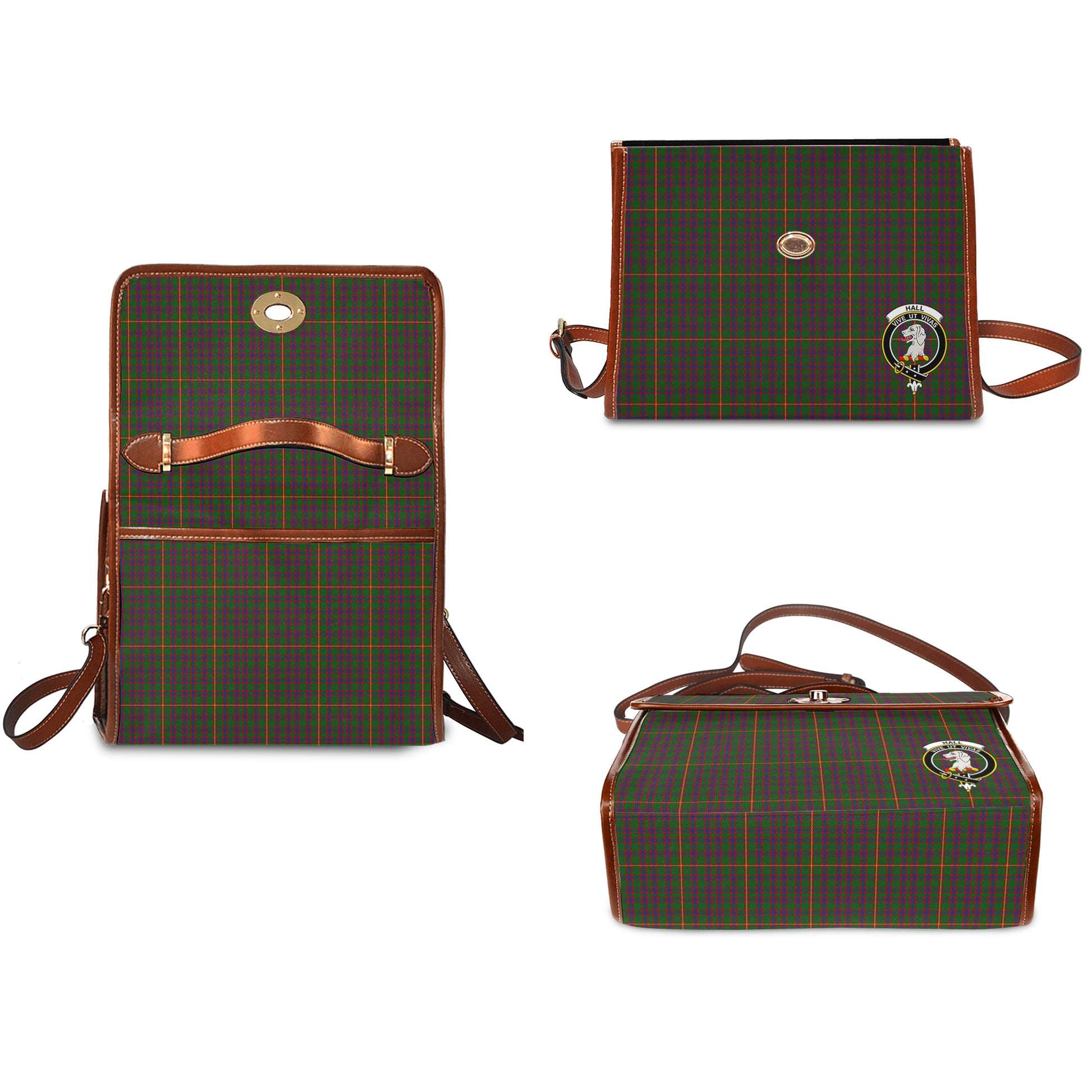 hall-tartan-leather-strap-waterproof-canvas-bag-with-family-crest