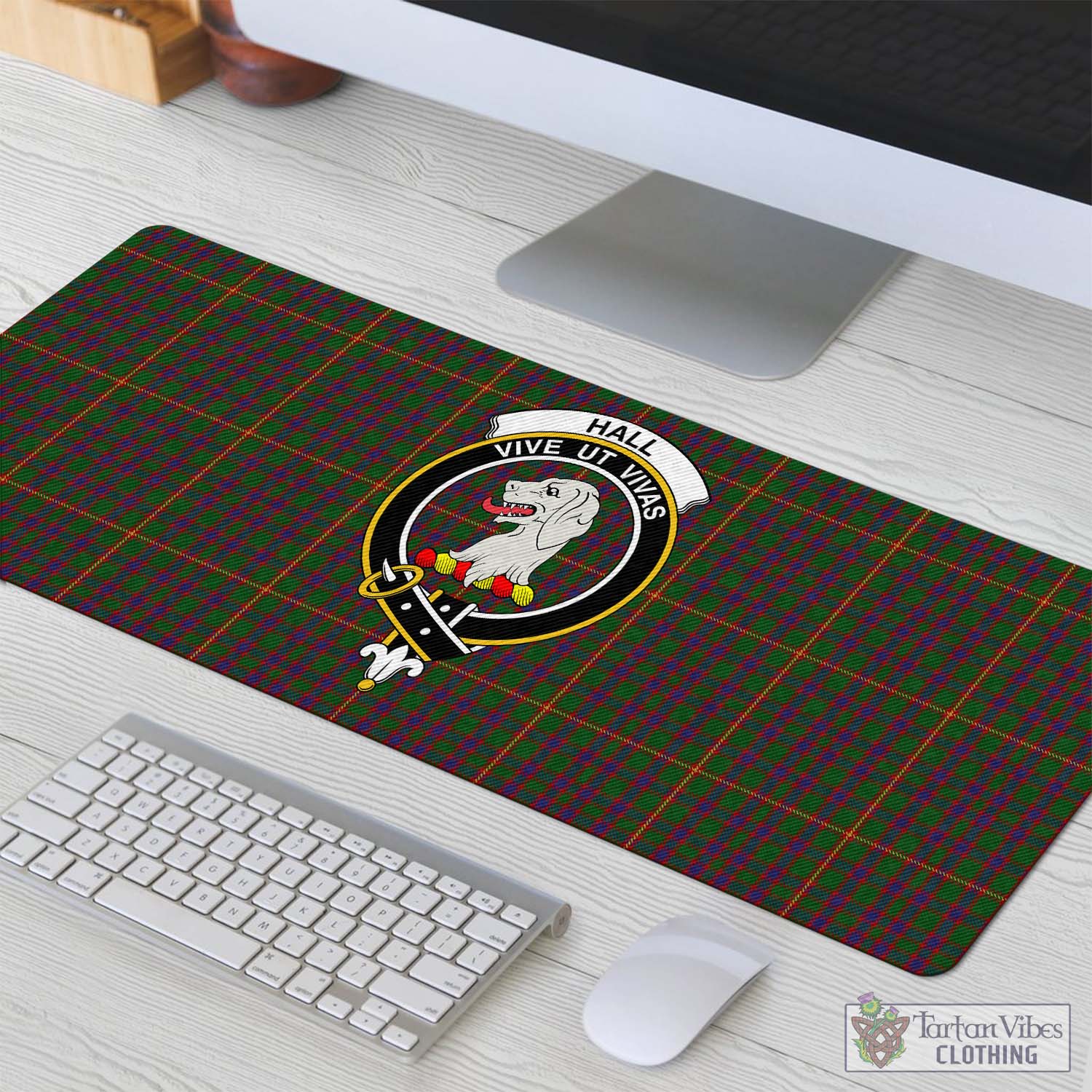 Tartan Vibes Clothing Hall Tartan Mouse Pad with Family Crest