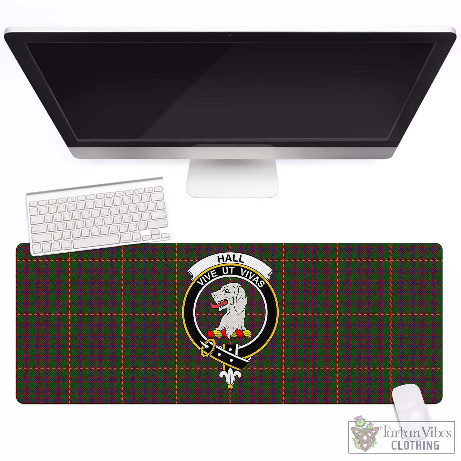 Tartan Vibes Clothing Hall Tartan Mouse Pad with Family Crest