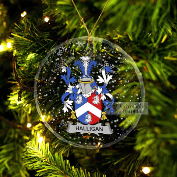 Halligan Irish Clan Christmas Glass Ornament with Coat of Arms