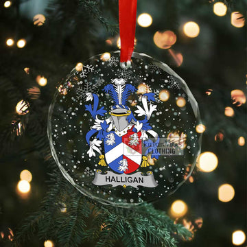 Halligan Irish Clan Christmas Glass Ornament with Coat of Arms