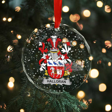 Halloran Irish Clan Christmas Glass Ornament with Coat of Arms