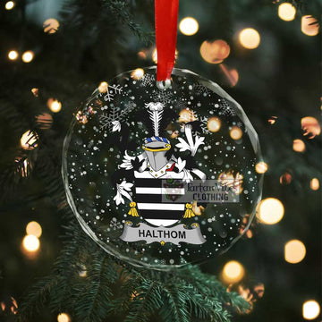 Halthom Irish Clan Christmas Glass Ornament with Coat of Arms - 2D-tartanvibesclothing