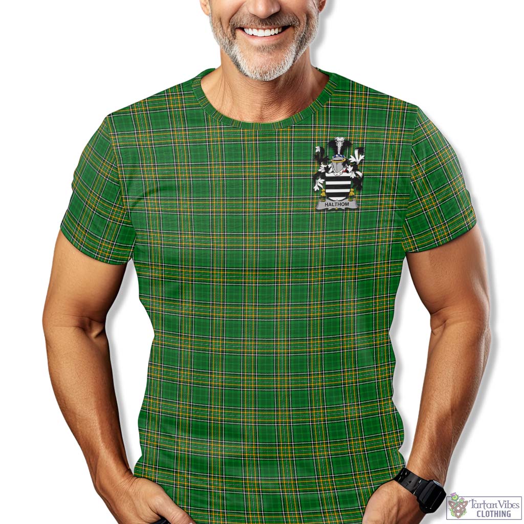 Halthom Irish Clan Tartan T-Shirt with Family Seal - Tartan Vibes Clothing