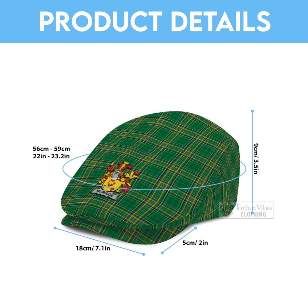 Haltridge Irish Clan Tartan Jeff Cap, Tartan Flat Cap with Coat of Arm - Tartan Vibes Clothing