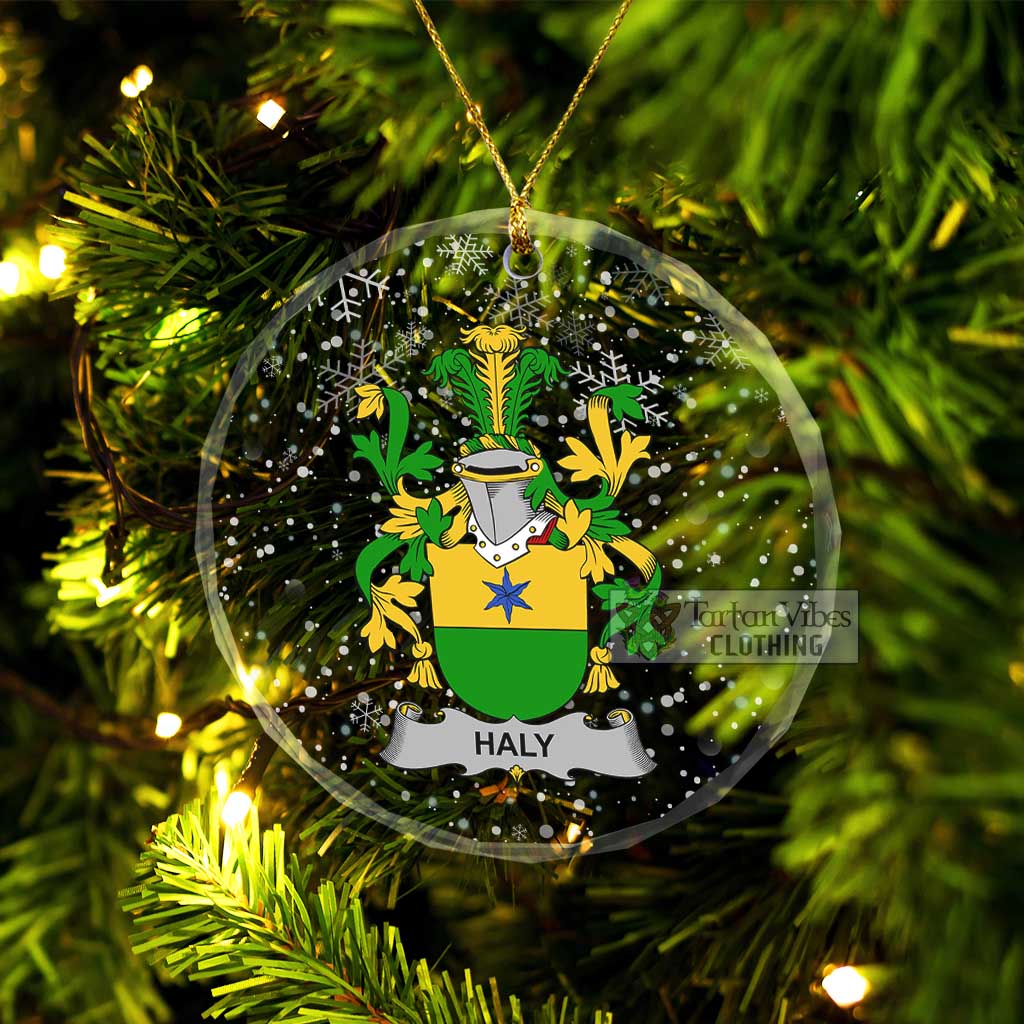 Tartan Vibes Clothing Haly O_Haly Irish Clan Christmas Glass Ornament with Coat of Arms