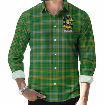 Hames Irish Clan Tartan Long Sleeve Button Up with Coat of Arms