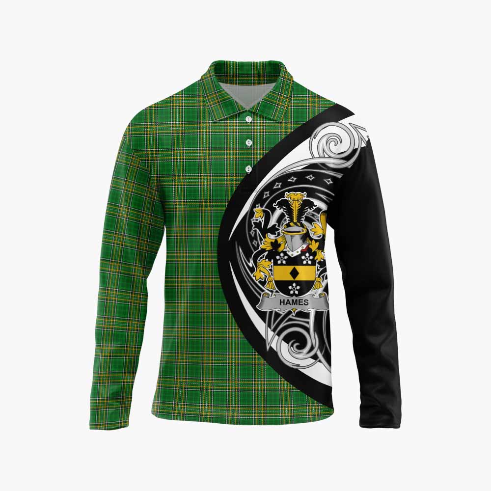 Hames Irish Clan Long Sleeve Polo Shirt Celtic Circle Style Unisex - Tartan Vibes Clothing