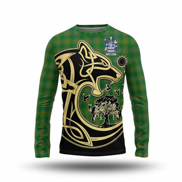 Hamill Irish Tartan Long Sleeve T-Shirt with Coat of Arms Celtic Wolf Style Unisex - Tartan Vibes Clothing