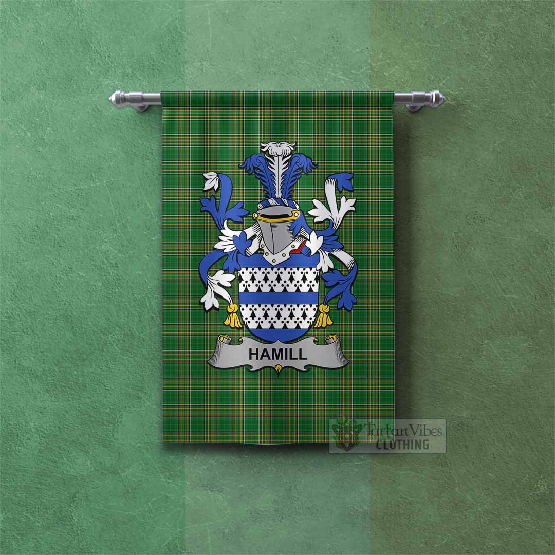 Hamill Irish Clan Tartan Gonfalon, Tartan Banner with Coat of Arms Rectangle - Tartan Vibes Clothing