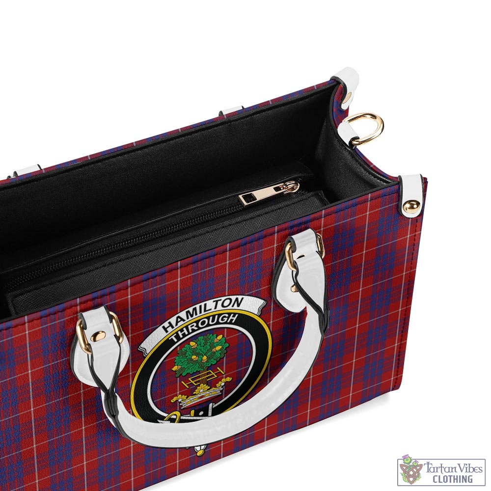 Tartan Vibes Clothing Hamilton Tartan Luxury Leather Handbags with Family Crest