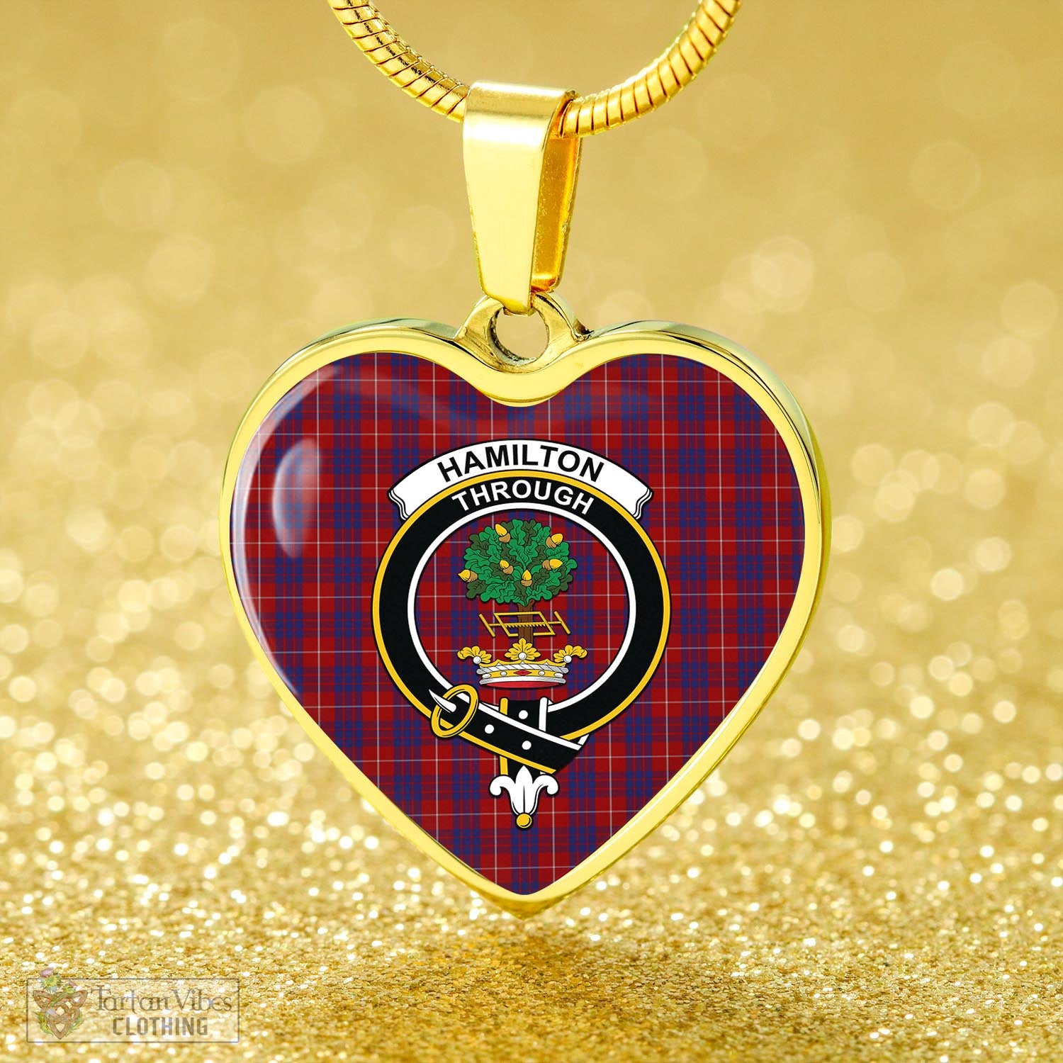 Tartan Vibes Clothing Hamilton Tartan Heart Necklace with Family Crest