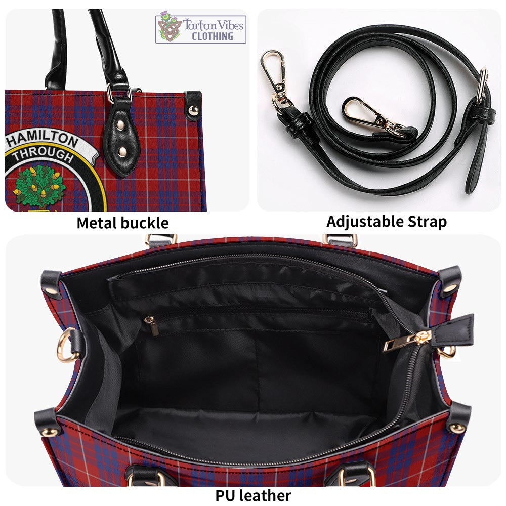 Tartan Vibes Clothing Hamilton Tartan Luxury Leather Handbags with Family Crest