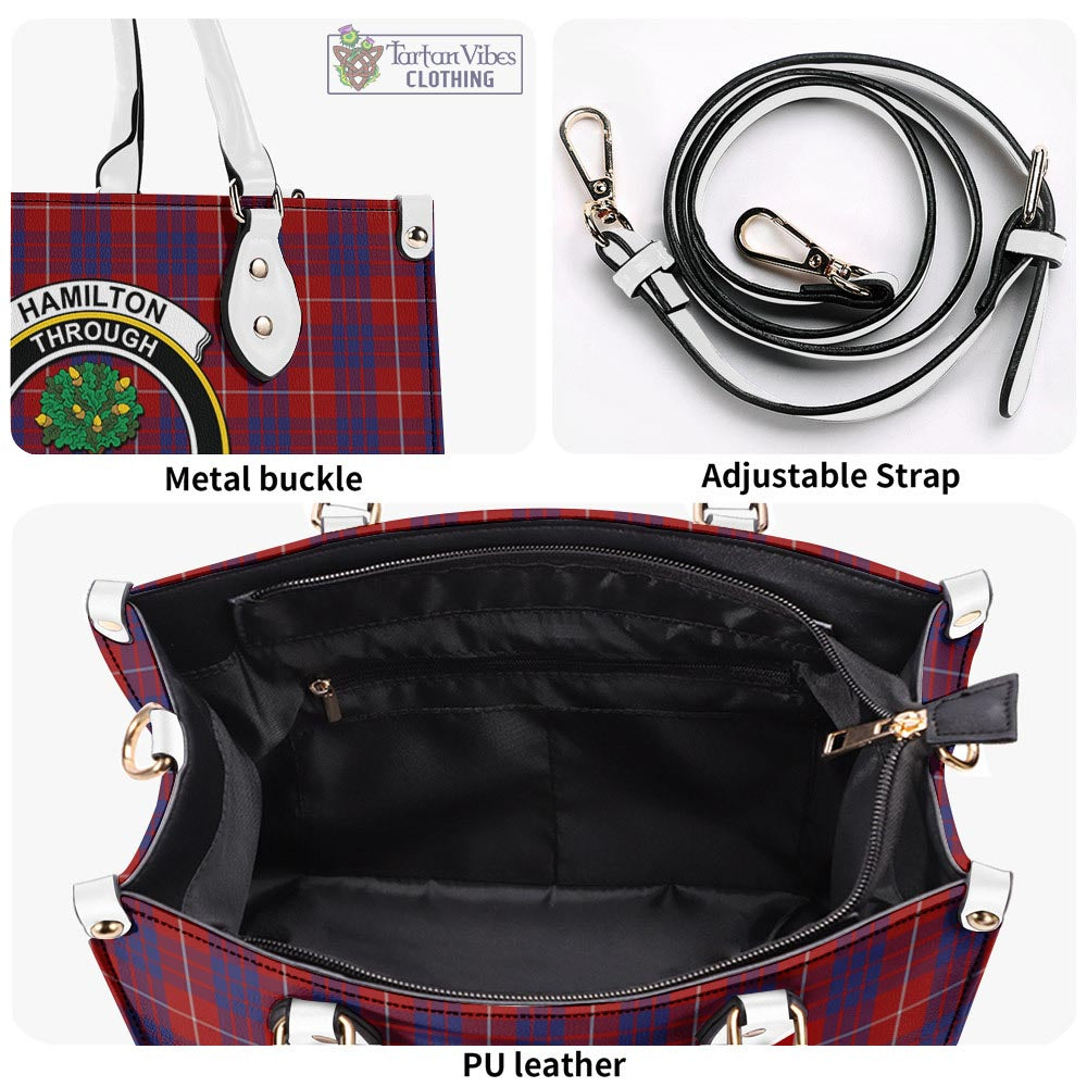 Tartan Vibes Clothing Hamilton Tartan Luxury Leather Handbags with Family Crest