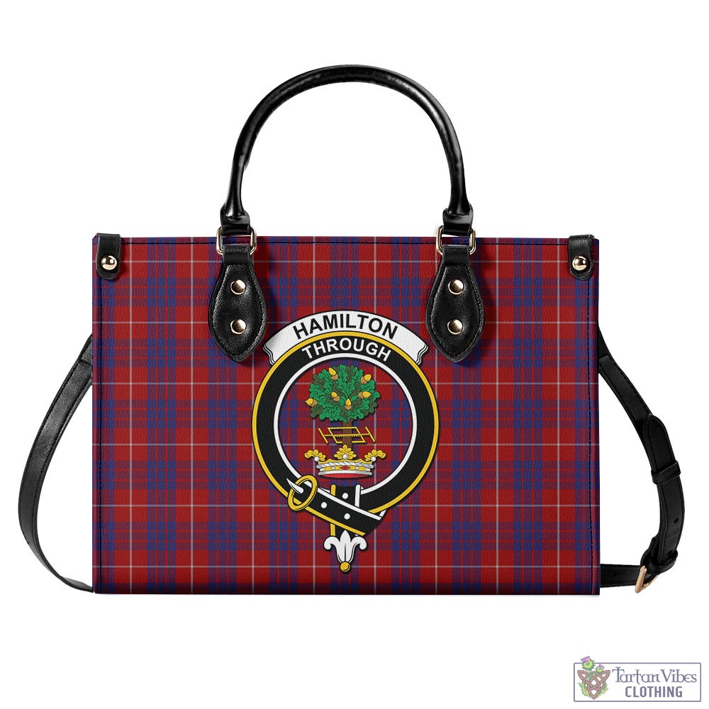 Tartan Vibes Clothing Hamilton Tartan Luxury Leather Handbags with Family Crest