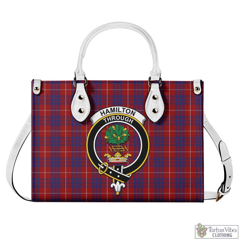 Tartan Vibes Clothing Hamilton Tartan Luxury Leather Handbags with Family Crest