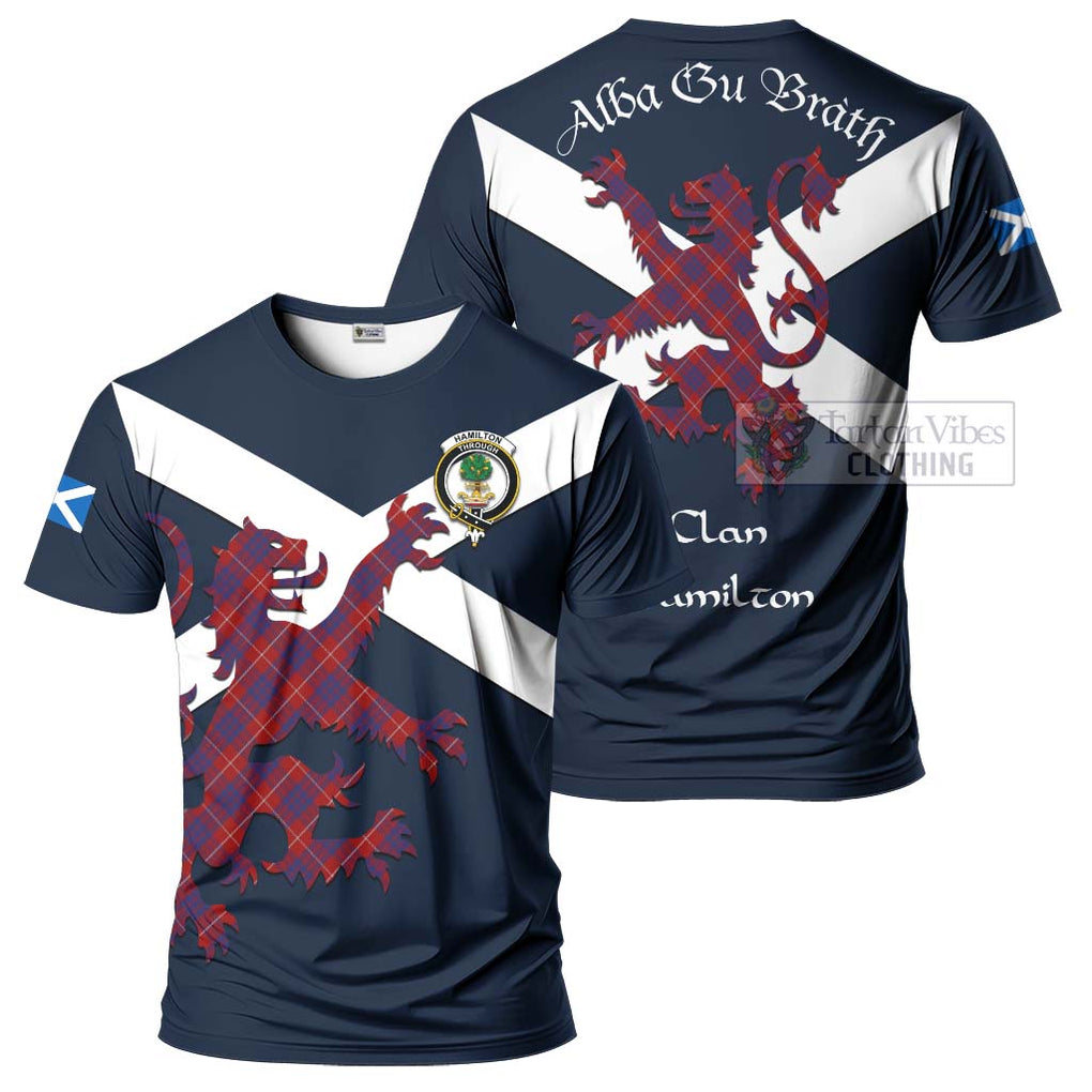 Tartan Vibes Clothing Hamilton Tartan Lion Rampant T-Shirt – Proudly Display Your Heritage with Alba Gu Brath and Clan Name