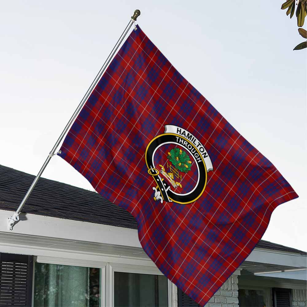 Tartan Vibes Clothing Hamilton Tartan House Flag with Family Crest