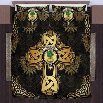 Hamilton Clan Bedding Sets Gold Thistle Celtic Style