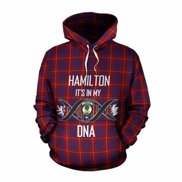 Hamilton Tartan Cotton Hoodie with Family Crest DNA In Me Style