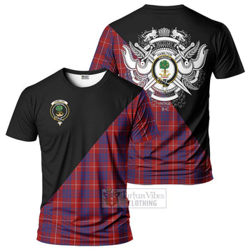 Hamilton Tartan T-Shirt with Family Crest and Military Logo Style