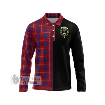 Hamilton Tartan Long Sleeve Polo Shirt with Family Crest and Half Of Me Style