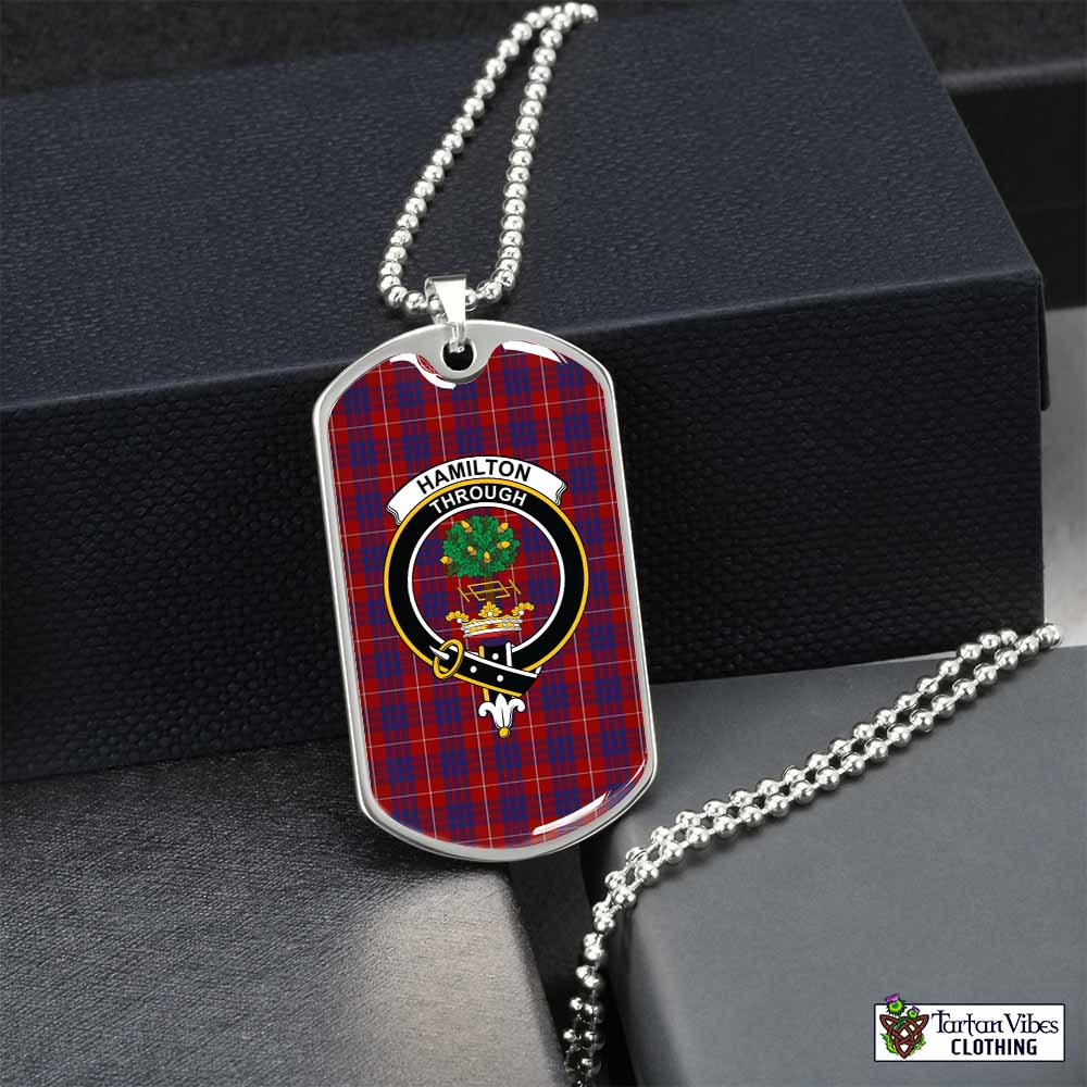 Tartan Vibes Clothing Hamilton Tartan Dog Tag Necklace with Family Crest