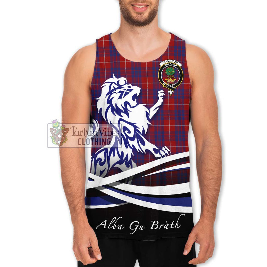 Hamilton Tartan Men's Tank Top with Alba Gu Brath Regal Lion Emblem Men - Tartanvibesclothing Shop