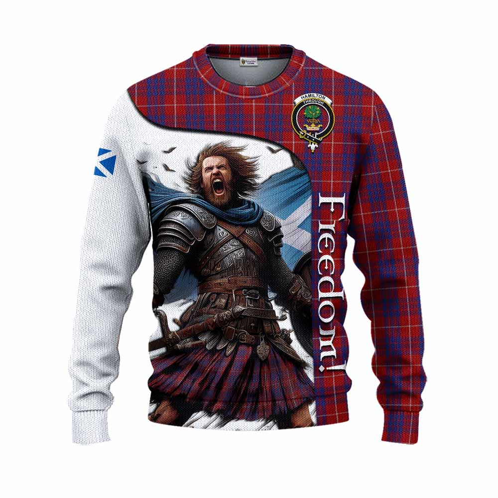 Tartan Vibes Clothing Hamilton Crest Tartan Knitted Sweater Inspired by the Freedom of Scottish Warrior