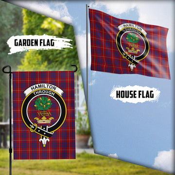 Hamilton Tartan Flag with Family Crest