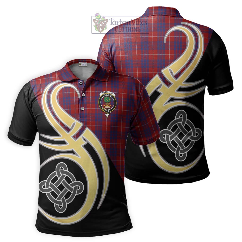 Hamilton Tartan Polo Shirt with Family Crest and Celtic Symbol Style Kid - Tartan Vibes Clothing