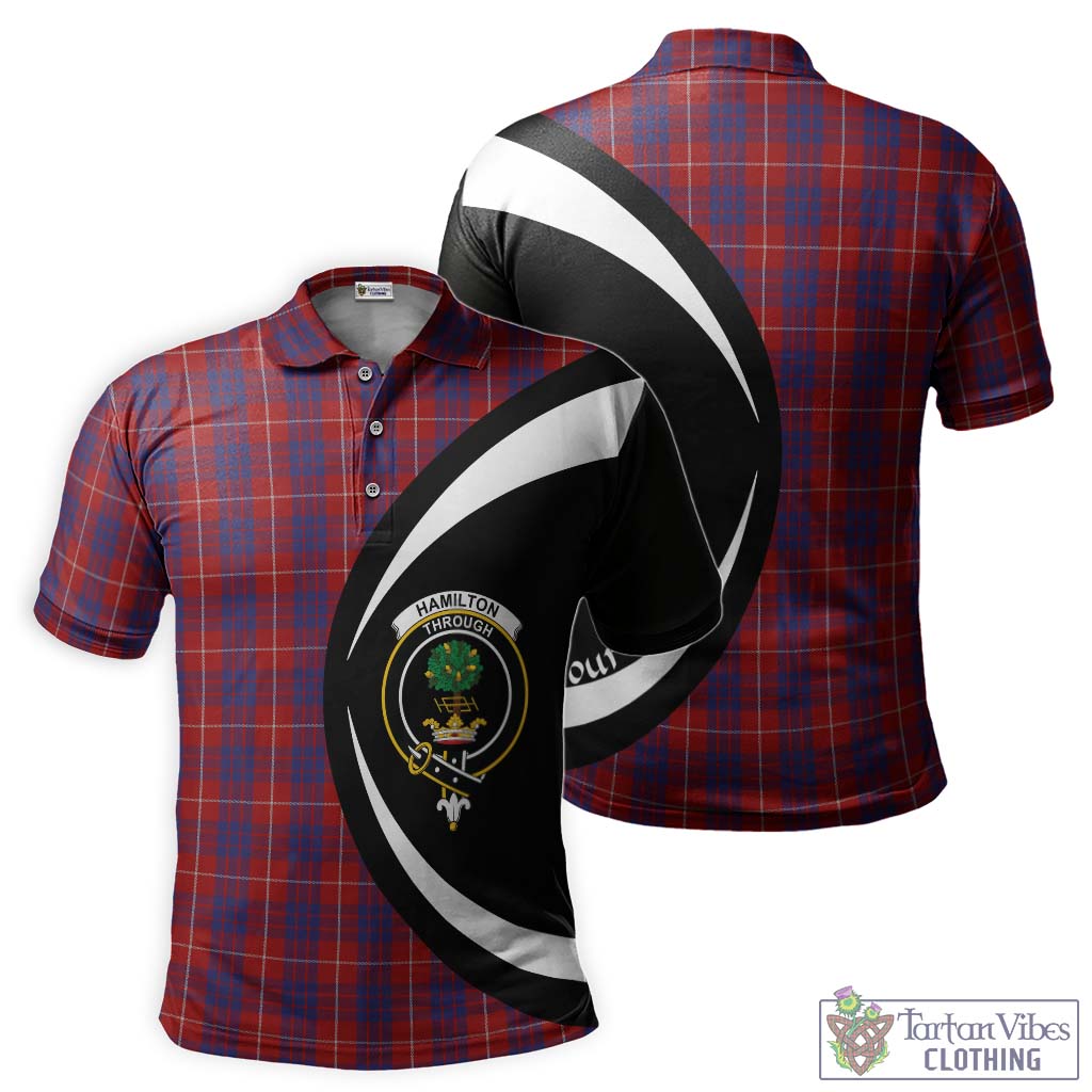 Hamilton Tartan Men's Polo Shirt with Family Crest Circle Style Kid - Tartan Vibes Clothing