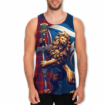 Hamilton Tartan Family Crest Men's Tank Top with Scottish Majestic Lion