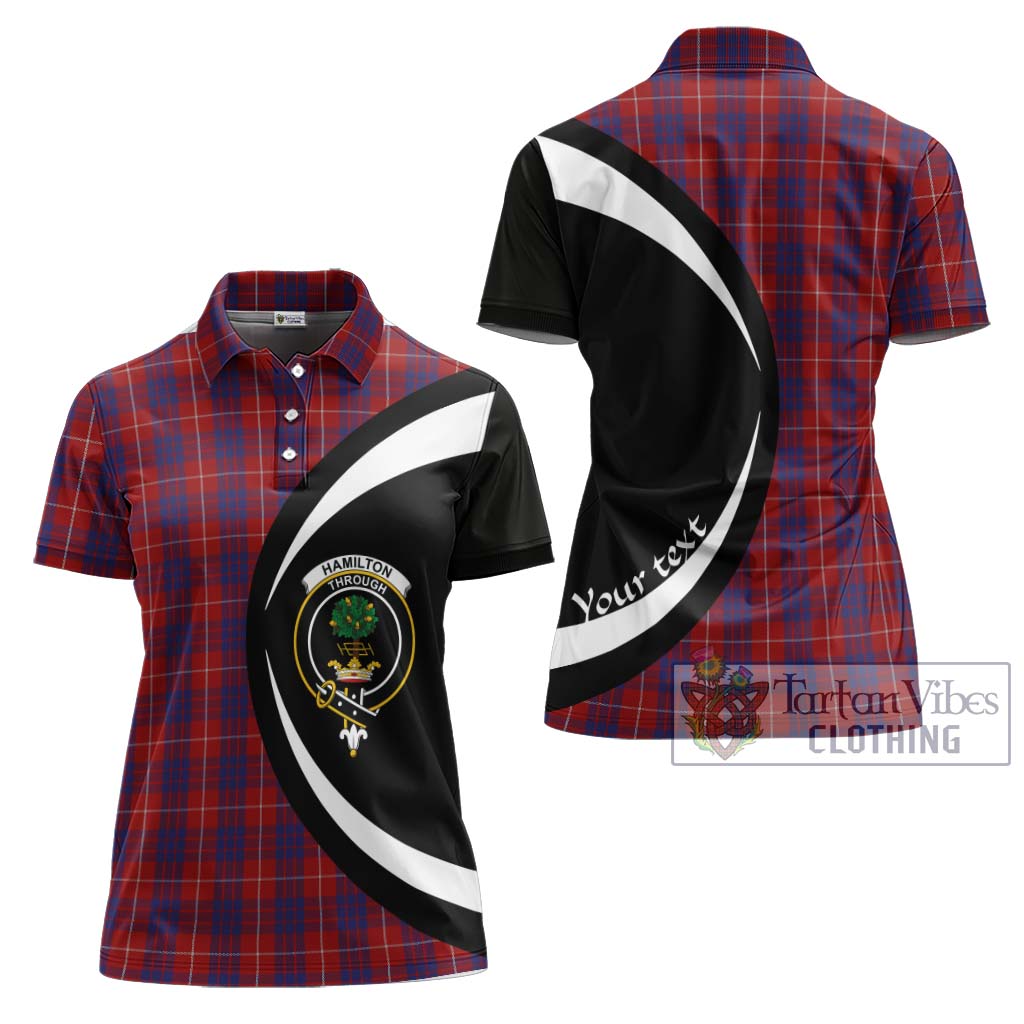 Hamilton Tartan Women's Polo Shirt with Family Crest Circle Style Women - Tartan Vibes Clothing