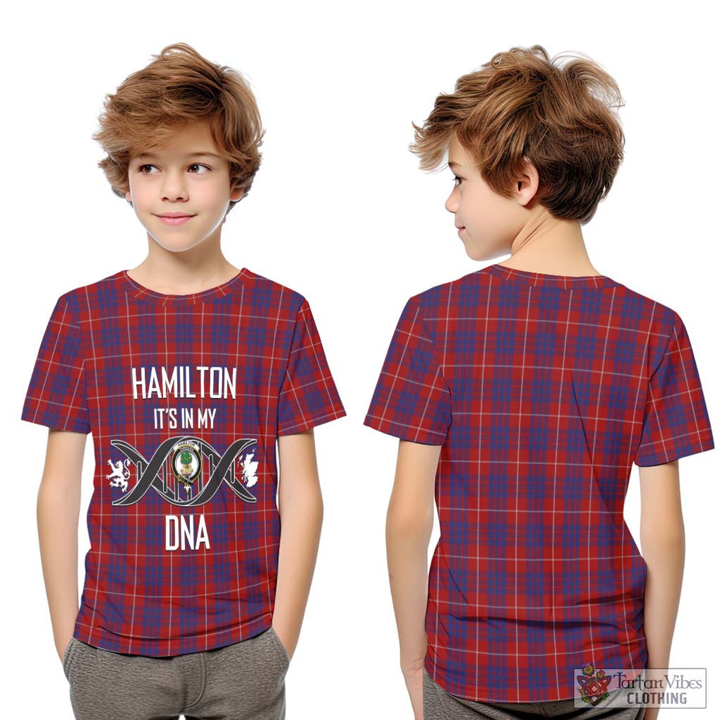 Hamilton Tartan Kid T-Shirt with Family Crest DNA In Me Style Youth XL Size14 - Tartanvibesclothing Shop