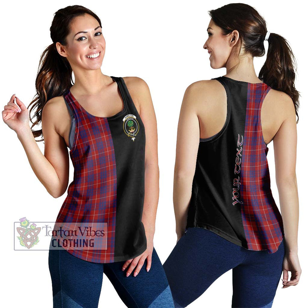 Hamilton Tartan Women's Racerback Tanks with Family Crest and Half Of Me Style 4XL - Tartanvibesclothing Shop