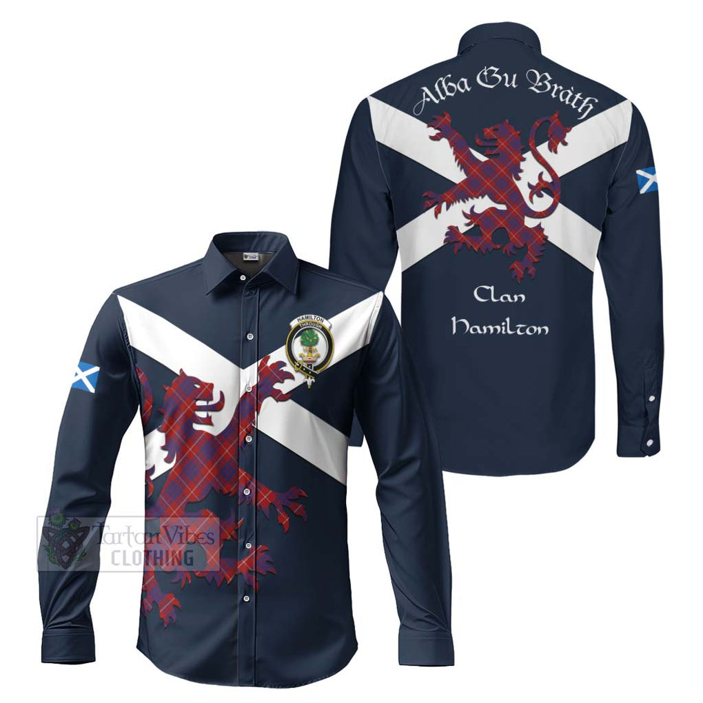 Tartan Vibes Clothing Hamilton Tartan Lion Rampant Long Sleeve Button Shirt – Proudly Display Your Heritage with Alba Gu Brath and Clan Name